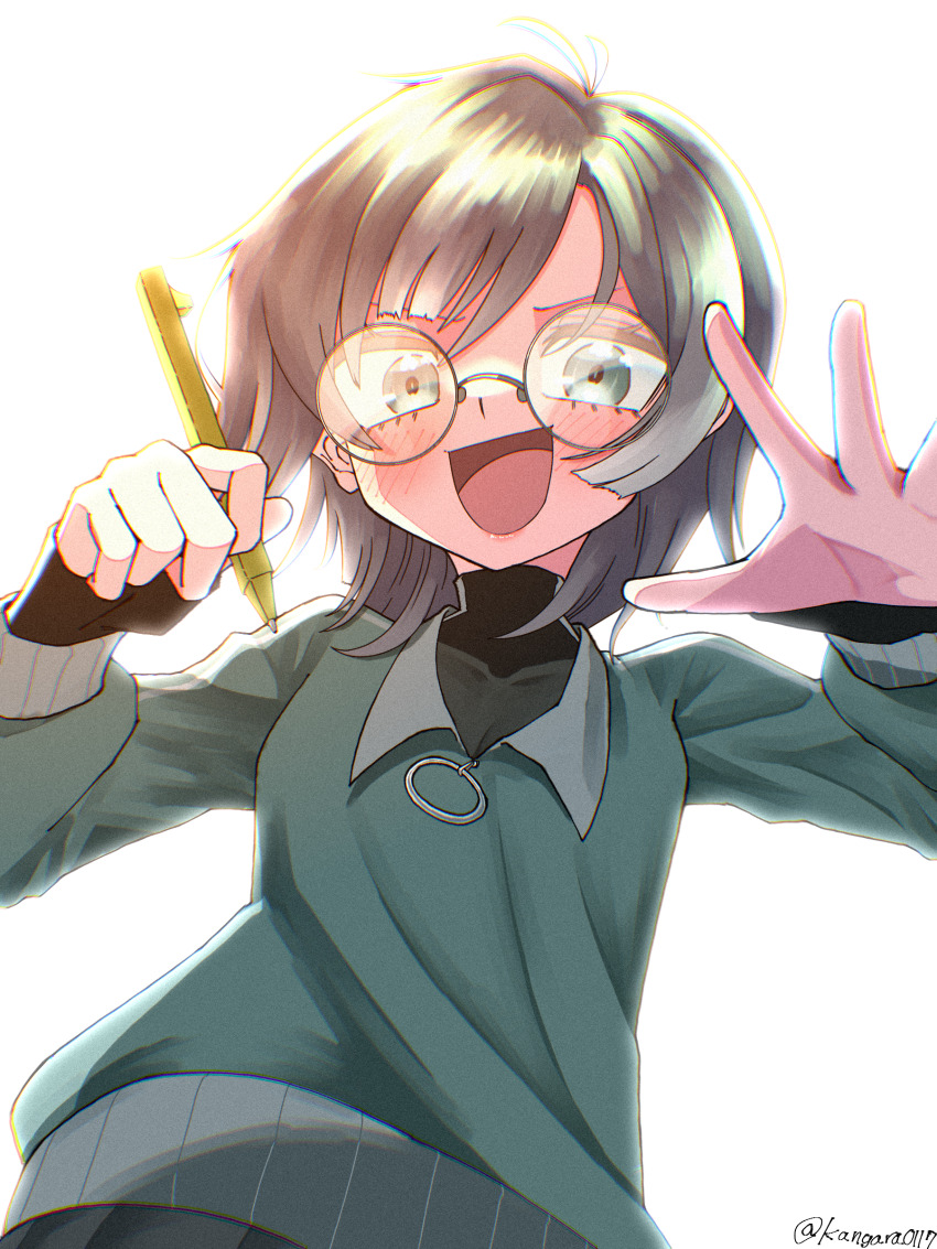 1girl absurdres blush glasses green_eyes hifumi_suu highres kangara0117 kimi_no_koto_ga_dai_dai_dai_dai_daisuki_na_100-nin_no_kanojo short_hair smile