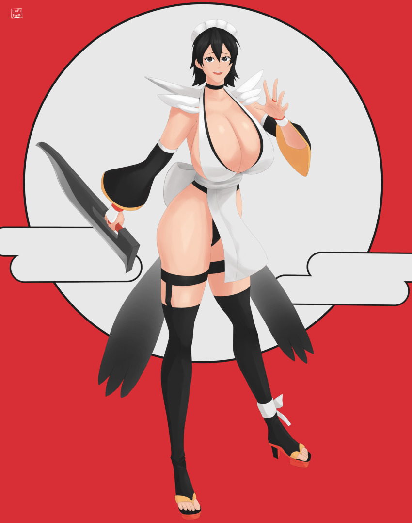 1girl absurdres black_hair breasts highres huge_breasts iroha_(samurai_spirits) maid samurai_spirits
