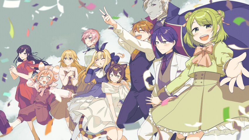 absurdres child fumino_tamaki fushimi_gaku green_eyes green_hair highres ienaga_mugi kenmochi_touya mononobe_alice morinaka_kazaki necktie nijisanji purple_hair school_uniform suzuka_utako ushimi_ichigo virtual_youtuber yuuhi_riri