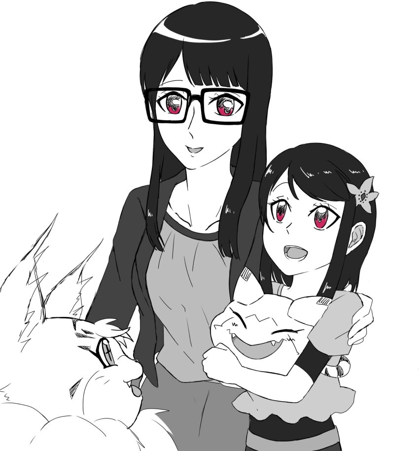 cat digimon digimon_(creature) fangs flower highres looking_at_another meicoomon meicoomon_baby mochizuki_meiko mother_and_daughter original