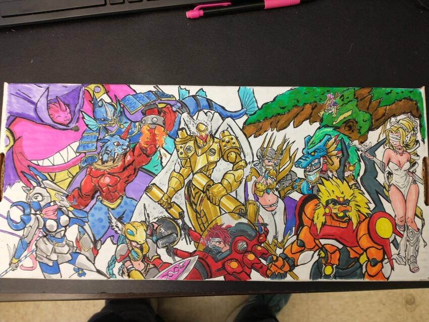 absurdres apollomon armor bacchusmon bandages cape ceresmon ceresmon_medium dianamon digimon highres junomon jupitermon looking_at_viewer marsmon mercurymon minervamon neptunemon olympos_xii sharp_teeth teeth venusmon vulcanusmon wings