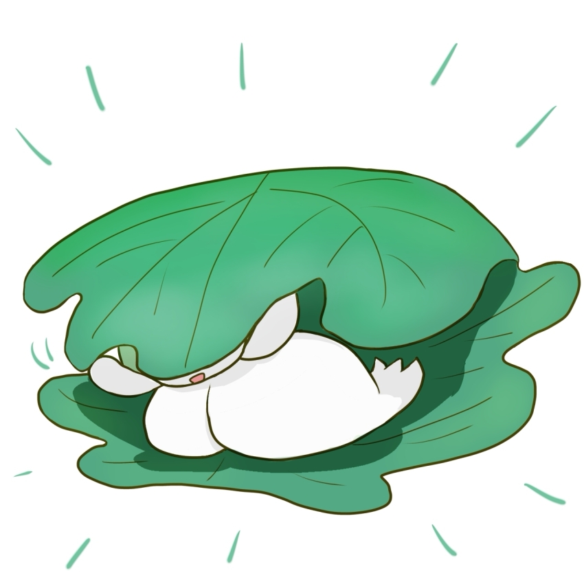 1other child colored_skin emphasis_lines gen_3_pokemon green_hair happy hiding highres leaf leaning_forward monya motion_lines nintendo open_mouth other_focus pokemon pokemon_(creature) ralts short_hair smile solo white_background white_skin