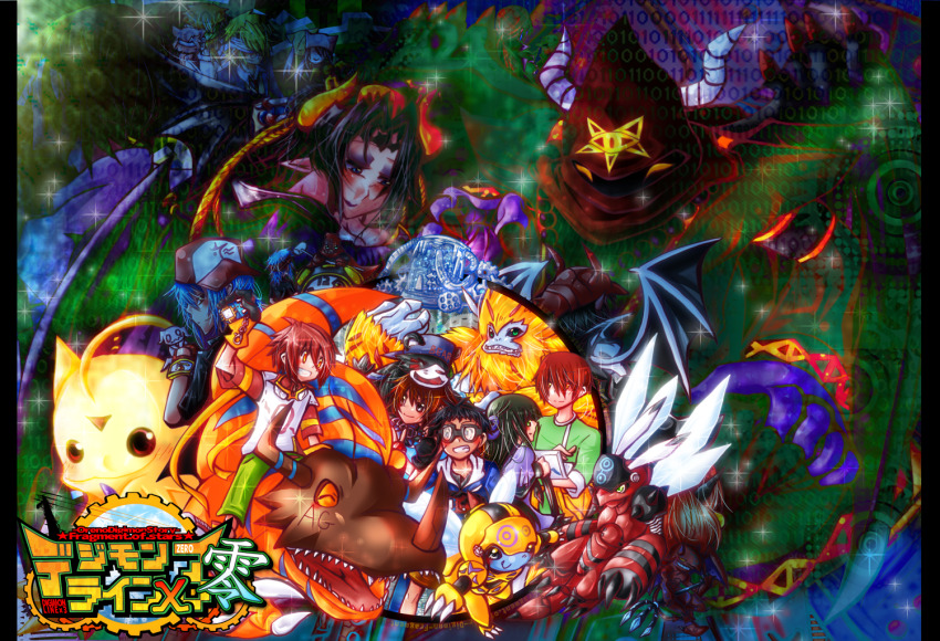 bearmon boogiemon clockmon demon_(digimon) digignome digimon digimon_(creature) flybeemon greymon honeybeemon lilithmon looking_at_another mask oridigi sharp_teeth smile teeth wings