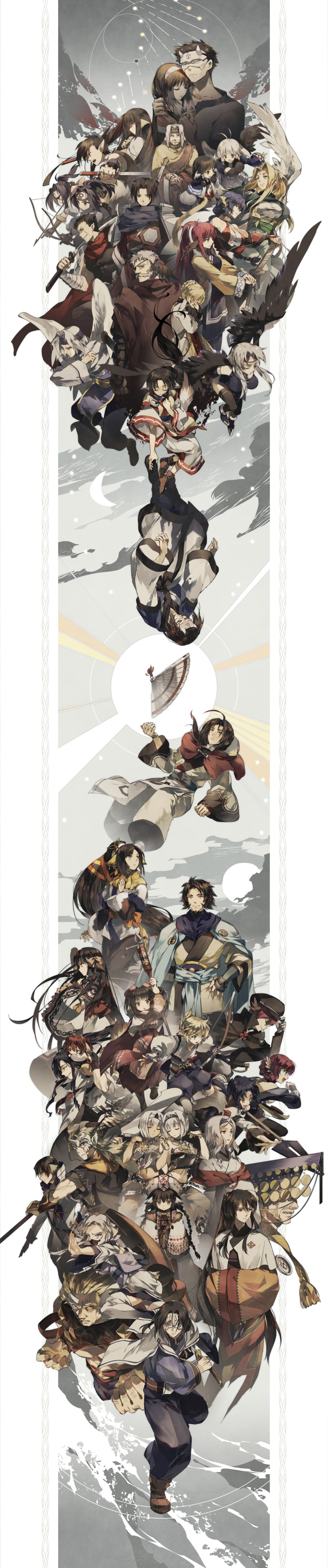 10s 6+boys 6+girls absurdres animal_ears anju_(utawarerumono) aruruu atuy benawi black_hair blonde_hair bow_(weapon) brother_and_sister brothers brown_eyes brown_hair diy dog_ears dorry_(utawarerumono) eruruu everyone hand_fan genjimaru_(utawarerumono) guraa haku_(utawarerumono) hakuowlo headband highres japanese_clothes camyu karulau kiwru kuon_(utawarerumono) kurarin_(utawarerumono) kurou_(utawarerumono) kuuya_amrulineulka long_hair long_image mask mikazuchi_(utawarerumono) multiple_boys multiple_girls munechika mutsumi_(utawarerumono) nekone_(utawarerumono) nosuri oboro_(utawarerumono) occacia oshtor ougi ponytail raiko_(utawarerumono) red_hair rulutieh saraana shinonon short_hair siblings sisters sword tail tall_image touka_(utawarerumono) tuskur twins ukon_(utawarerumono) ulthury uruuru utawarerumono utawarerumono:_itsuwari_no_kamen vurai_(utawarerumono) weapon white_hair wings jachdwalt yellow_eyes yuzuha_(utawarerumono)
