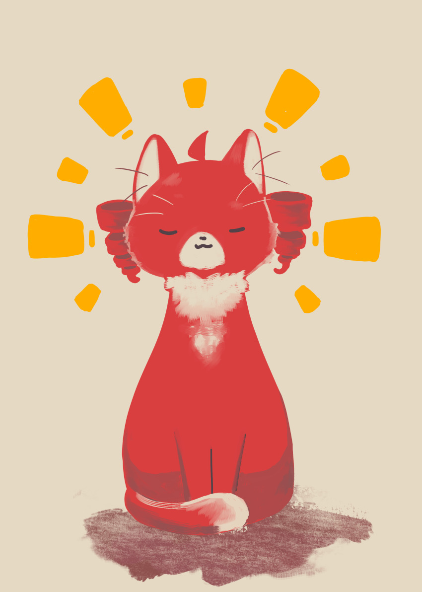 1girl absurdres ahoge animal_focus animalization cat closed_eyes closed_mouth drill_hair facing_viewer full_body highres kasane_teto no_humans red_cat senri_(hrydy_o) sitting solo straight-on twin_drills utau