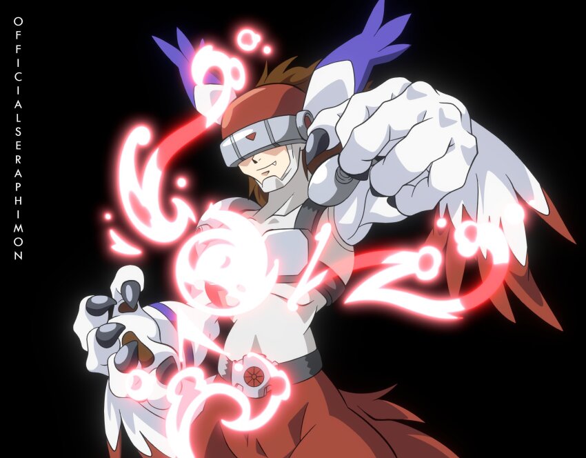 covered_eyes digimon digimon_(creature) digimon_adventure_02 fusion helmet highres long_ears mask officialseraphimon silphymon