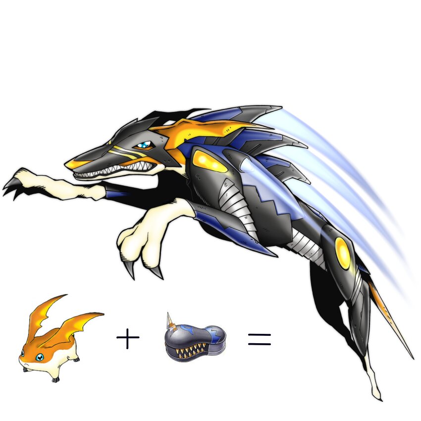absurdres armor blue_eyes claws digimental digimental_of_friendship digimon digimon_(creature) dog fuzzzycomics greyhound highres oridigi original patamon