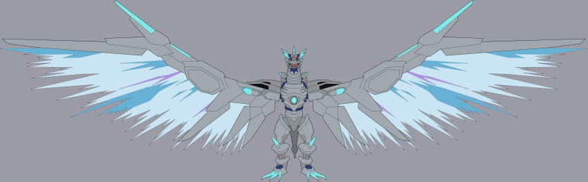 absurdres digimon digimon_(creature) energy highres looking_at_viewer metallicdramon solo transparent_background wings
