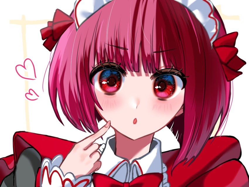 1girl :o arima_kana blush commentary_request eyelashes heart highres ia34550364 looking_at_viewer loose_hair_strand open_mouth oshi_no_ko red_eyes red_hair solo upper_body