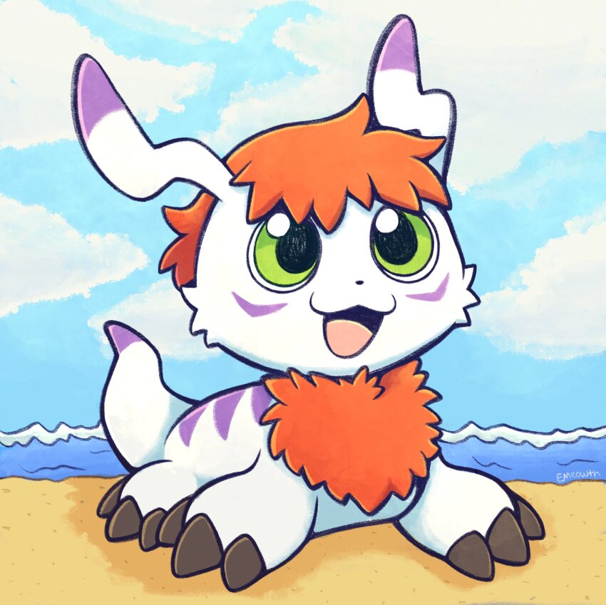 claws digimon digimon_(creature) gomamon gomamon_x-antibody happy highres orange_fur smile solo tail