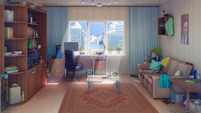 3d ceiling day highres indoors interior no_humans original scenery shadow sunlight surafin window