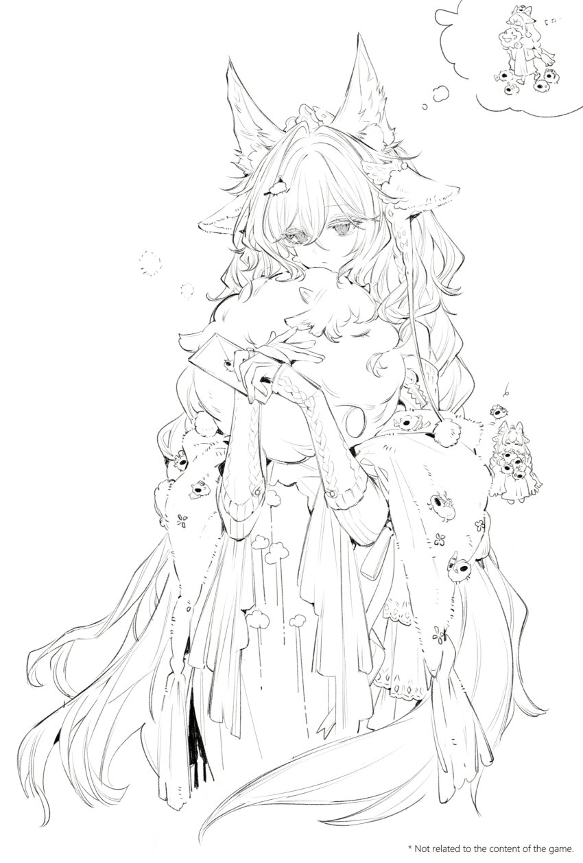 1girl absurdres animal_ears arknights chuzenji envelope highres holding holding_envelope pozyomka_(arknights) simple_background solo white_background