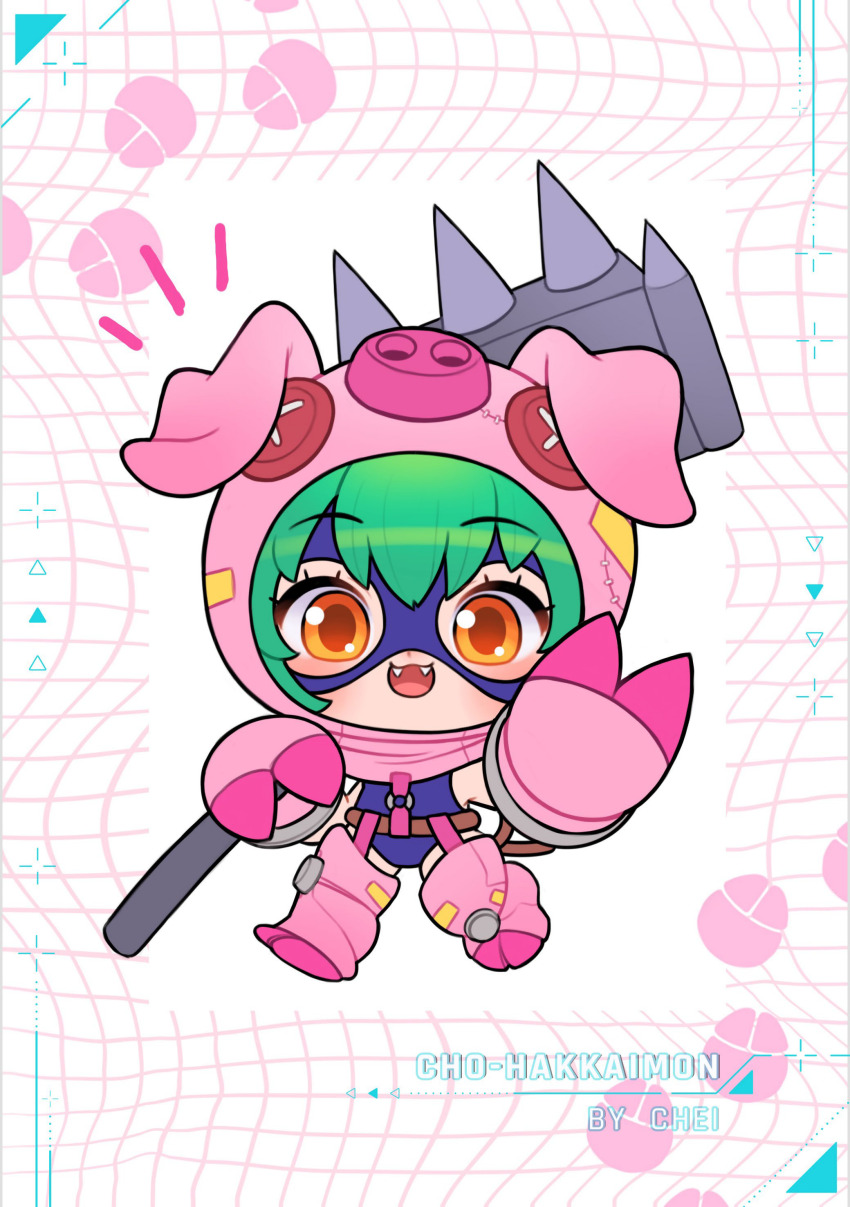 absurdres animal_costume cho-hakkaimon costume digimon digimon_(creature) highres mask pig_costume swimsuit