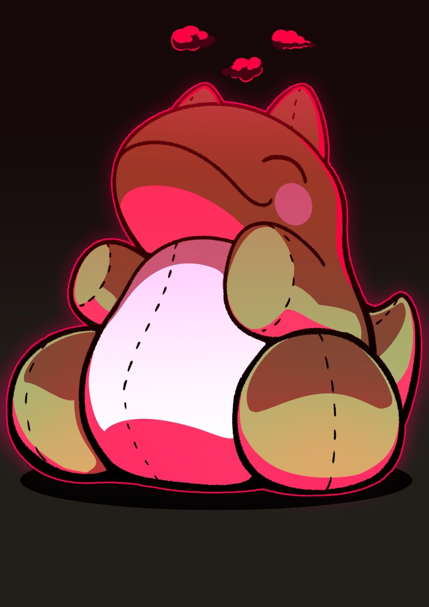absurdres black_background blush_stickers cloud dynamax fukidashi_cotton gigantamax gigantamax_(other) highres nintendo pokemon sitting smile solo substitute_(pokemon)