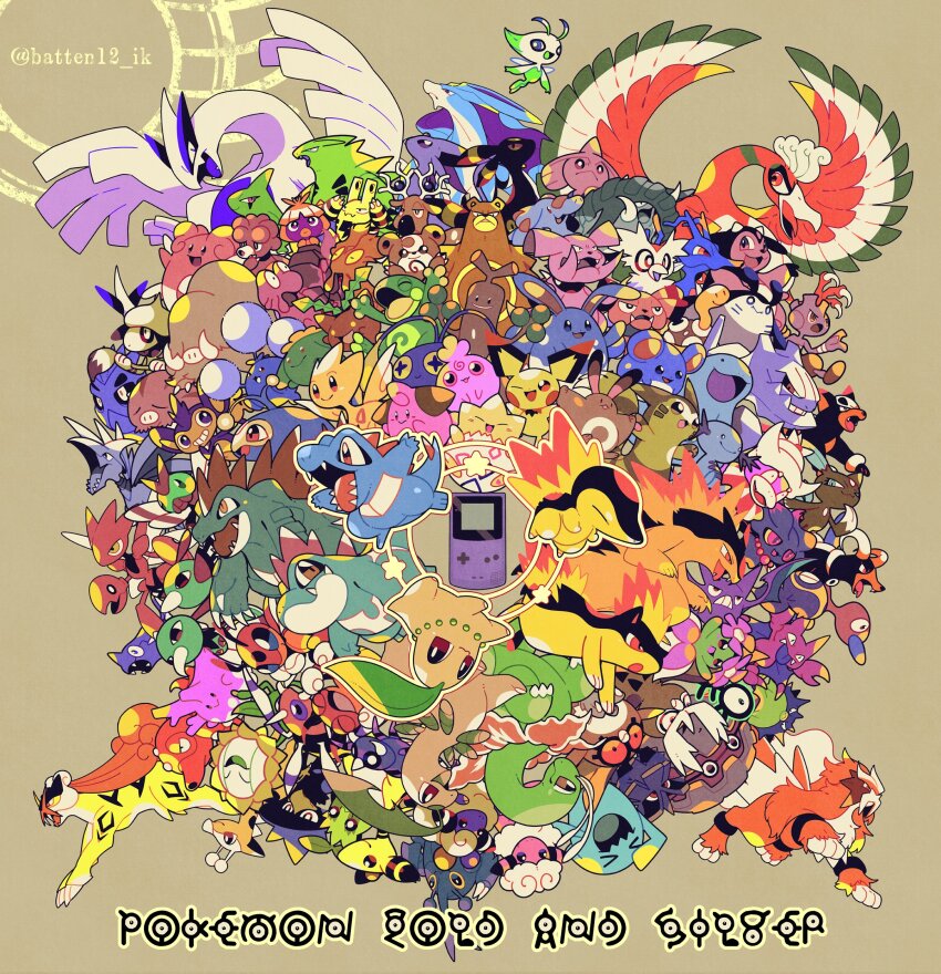 absurdres aipom ampharos antennae antlers ariados azumarill bayleef bear bellossom bird black_eyes blissey blue_skin bright_pupils brown_background brown_eyes bug celebi chikorita chinchou claws cleffa closed_eyes closed_mouth colored_sclera colored_skin corsola crobat crocodilian croconaw cyndaquil delibird dog donphan dunsparce elekid entei espeon everyone facial_mark fangs feraligatr fins fire flaaffy forehead_jewel forehead_mark forretress furret game_boy game_boy_color game_freak gen_2_pokemon girafarig giraffe gligar granbull handheld_game_console heracross highres hitmontop ho-oh hoothoot hoppip horns houndoom houndour igglybuff jumpluff kingdra lanturn larvitar ledian ledyba legendary_pokemon looking_up lugia magby magcargo mamebato mantine mareep marill meganium miltank misdreavus monkey murkrow mythical_pokemon natu nintendo no_humans noctowl octillery open_mouth phanpy pichu piloswine pineco pokemon pokemon_(creature) politoed porygon2 pupitar quagsire quilava qwilfish raikou red_eyes remoraid scizor sentret sharp_teeth shuckle simple_background single_horn skarmory skiploom slowking slugma smeargle smile smoochum sneasel snubbull spikes spinarak stantler steelix sudowoodo suicune sunflora sunkern swinub teddiursa teeth togepi togetic tongue tongue_out totodile twitter_username typhlosion tyranitar tyrogue umbreon unown unown_a unown_d unown_e unown_f unown_g unown_i unown_l unown_m unown_n unown_o unown_r unown_s unown_v ursaring white_pupils white_skin wings wobbuffet wooper xatu yanma