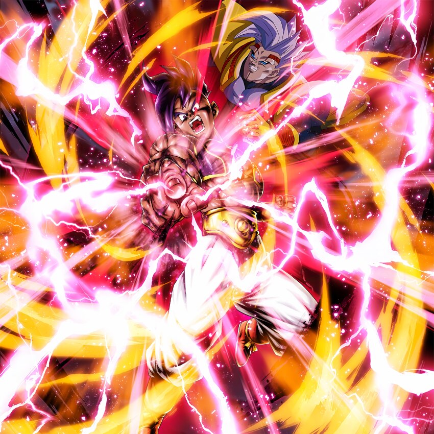 absurdres baby_vegeta dragon_ball dragon_ball_gt dragon_ball_legends energy gold_belt highres ki_blast muscular muscular_male screaming tagme uub
