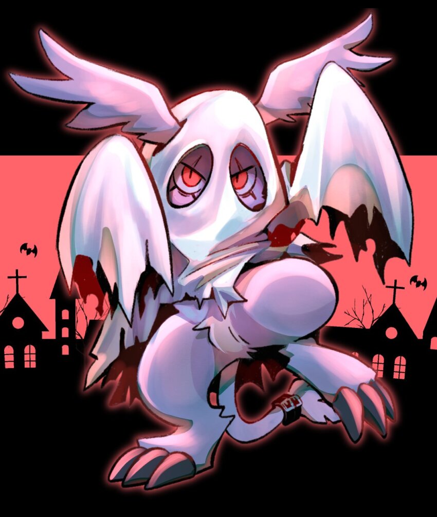 bakemon bakemon_(cosplay) body_fur cosplay digimon digimon_(creature) full_body gazimon grey_fur halloween highres looking_at_viewer nui_(nuitt) red_eyes sheet_ghost