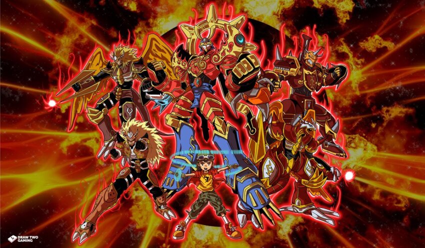 agnimon aldamon ancientgreymon armor digimon digimon_(creature) digimon_frontier fire full_armor fusion horns kaisergreymon kanbara_takuya susanoomon sword vritramon weapon wings
