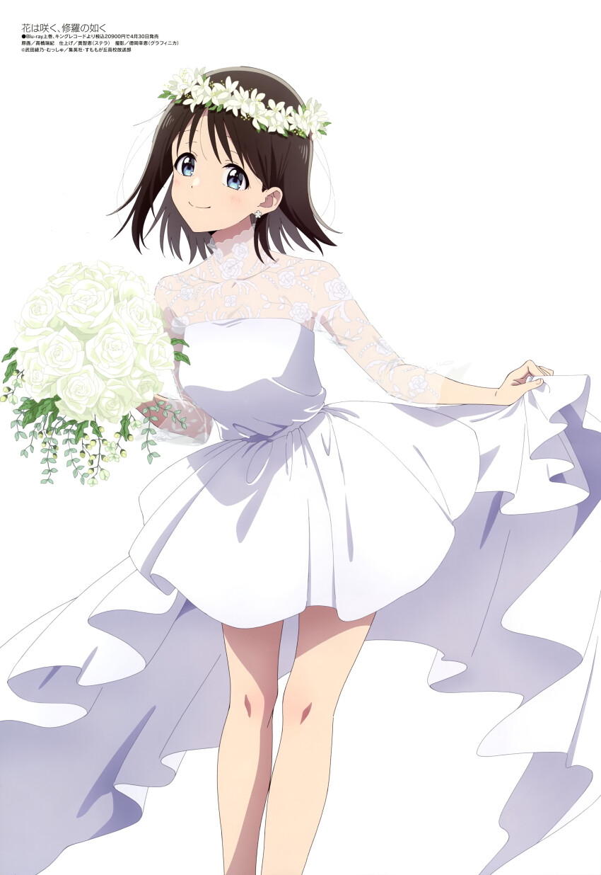 1girl absurdres copyright_name copyright_notice hana_wa_saku_shura_no_gotoku haruyama_hana highres looking_at_viewer magazine_scan megami_magazine official_art scan simple_background solo takahashi_mizuki white_background