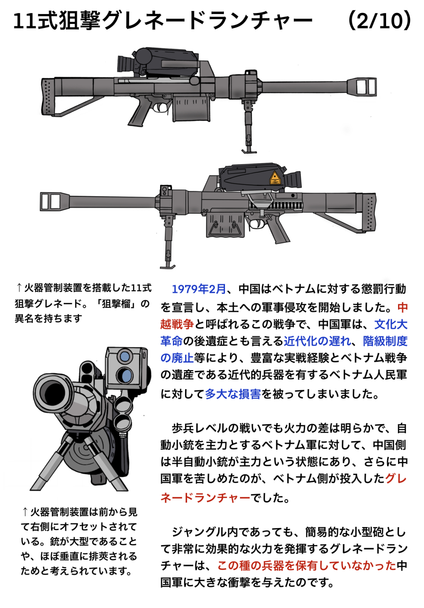 airburst_grenade_launcher anti-materiel_rifle chart computerized_scope diagram drum_magazine grenade_launcher gun hazard_symbol high-capacity_magazine highres information_sheet japanese_text long_gun magazine_(weapon) military mssn65 muzzle_device no_humans norinco_(firearms_manufacturer) original precision-guided_firearm qlu-11 rifle scope semi-automatic_grenade_launcher sight_(weapon) smart_scope smart_scope_focus smart_scope_profile sniper_grenade_launcher sniper_rifle thermal_weapon_sight translation_request weapon weapon_focus weapon_profile