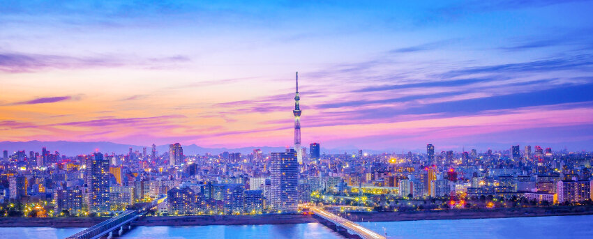 absurdres bridge building city city_lights cityscape cloud cloudy_sky commentary_request dusk gradient_sky highres leetius mountainous_horizon no_humans original outdoors photorealistic real_world_location realistic scenery sky skyscraper tokyo_(city) tokyo_skytree