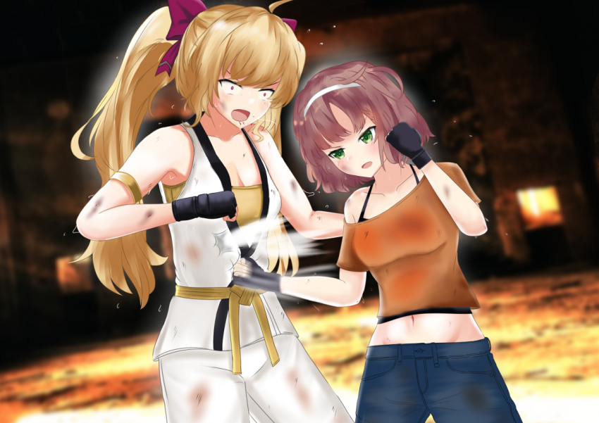 2girls artist_request asuka_hina catfight commission multiple_girls nijisanji pixiv_commission ryona tagme takamiya_rion translation_request virtual_youtuber