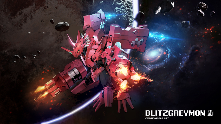 absurdres blitzgreymon cyborg digimon digimon_(creature) highres looking_at_viewer muscular muscular_male solo