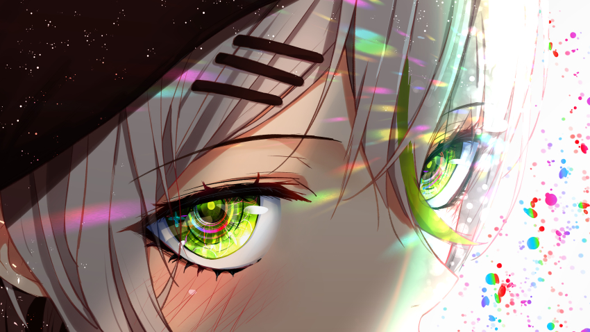 1girl absurdres blanksensei camomi_camomi green_eyes highres indie_virtual_youtuber looking_at_viewer solo virtual_youtuber white_hair