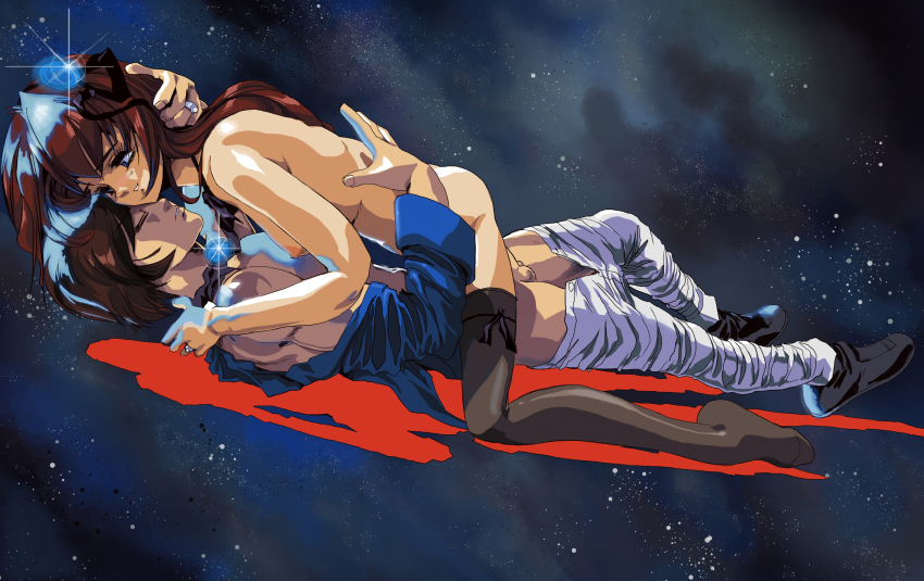 1980s_(style) 1boy 1girl absurdres aqua_eyes brother_and_sister brown_hair clothed_male_nude_female clothed_sex clothes_pull couple dark_persona dipper_gleeful dipper_pines dutch_angle formal_clothes glowing_jewelry gravity_falls hairband hetero highres hinomars19 hug husband_and_wife incest incest_marriage jewelry long_hair mabel_gleeful mabel_pines nipples no_shoes nude oldschool pants pants_pull partially_undressed retro_artstyle ring sex short_hair siblings sister space swept_bangs thighhighs twins vaginal wedding_band