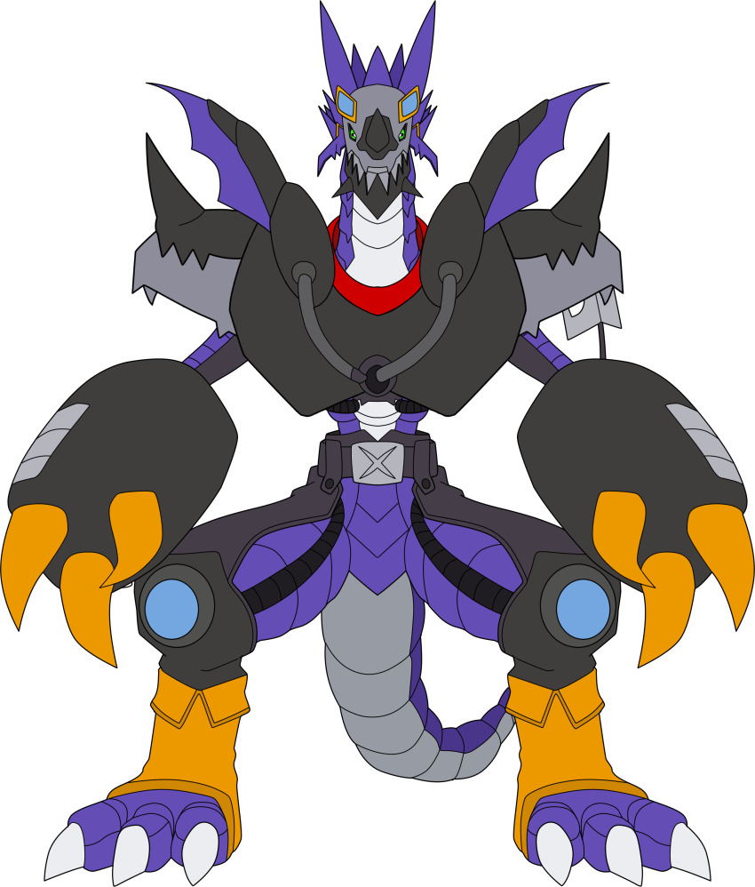 absurdres arresterdramon claws digimon digimon_(creature) digimon_xros_wars digimon_xros_wars:_toki_wo_kakeru_shounen_hunter-tachi dragon fusion highres metaltyranomon solo transparent_background xros_up_arresterdramon_(metaltyranomon)