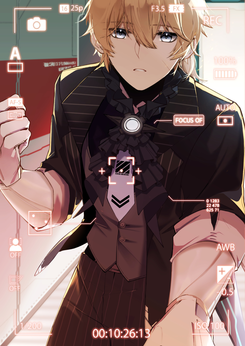 1boy absurdres camera dochikun highres image_sample lee:_entropy_(illusionist)_(pgr) lee:_entropy_(pgr) lee_(pgr) official_alternate_costume pixiv_sample punishing:_gray_raven solo solo_focus viewfinder