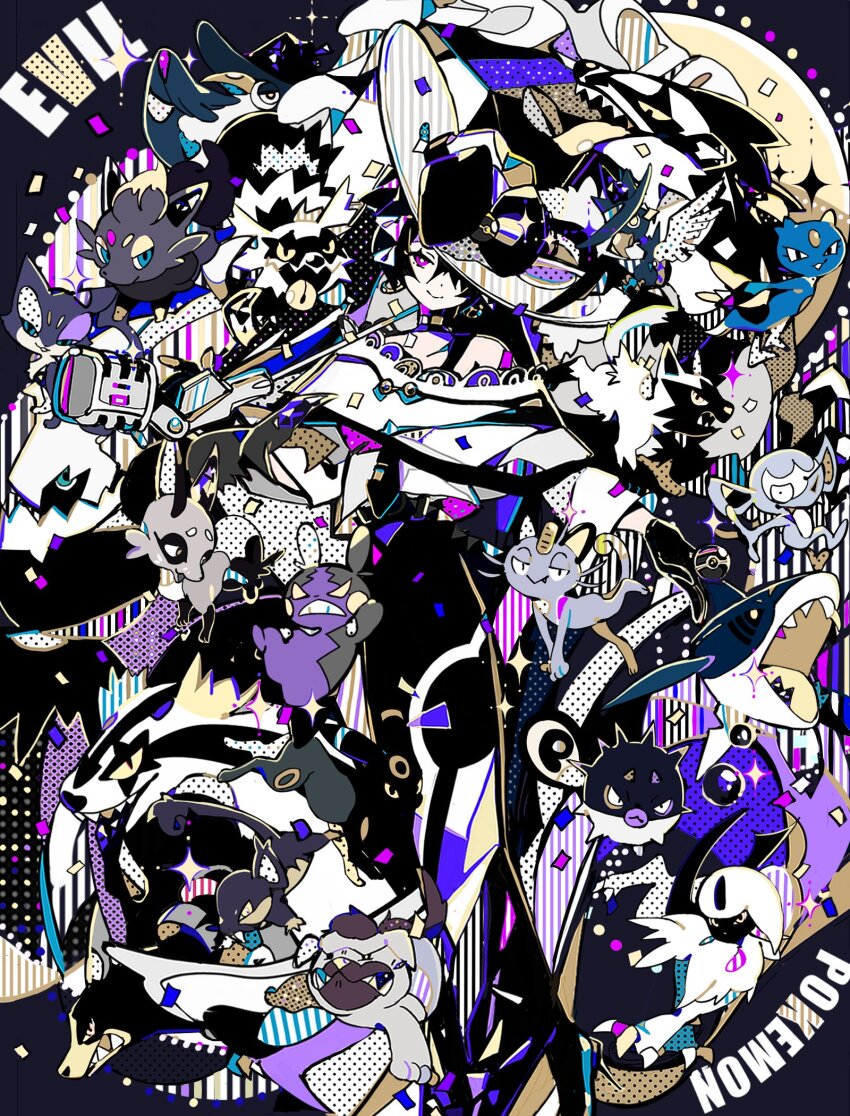 1girl absol alolan_form alolan_meowth alolan_rattata dark_miku_(project_voltage) darkrai galarian_form galarian_zigzagoon gen_2_pokemon gen_3_pokemon gen_4_pokemon gen_5_pokemon gen_7_pokemon gen_8_pokemon hat hatsune_miku highres hisuian_qwilfish honchkrow houndoom impidimp legendary_pokemon linoone maschiff morpeko morpeko_(hangry) murkrow mythical_pokemon n79oqc3yja6jlof nickit nintendo obstagoon parasol pokemon pokemon_(creature) poochyena project_voltage purrloin sharpedo sneasel umbrella umbreon vocaloid zorua