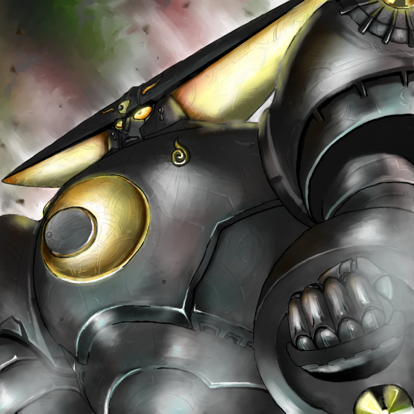 clenched_hand crescent highres mecha mikazuki_zero robot tekkouki_mikazuki tmt_(abyssabyss) tokusatsu upper_body yellow_eyes