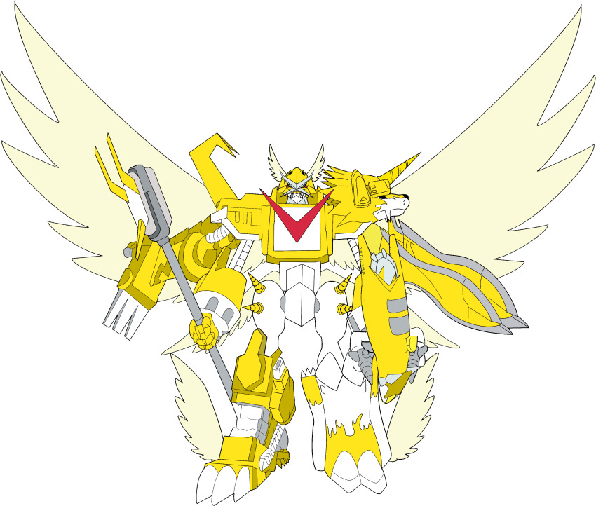 absurdres armor digimon digimon_(creature) highres microphone shoutmon_x7 shoutmon_x7_superior_mode solo wings