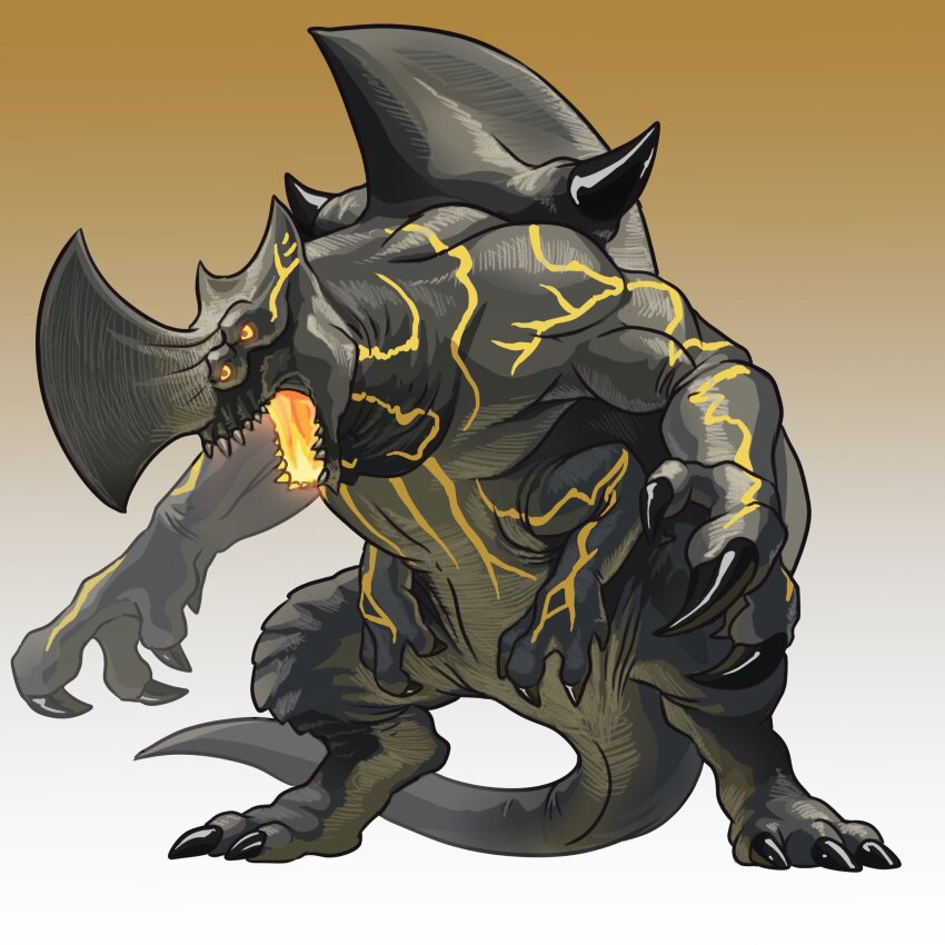 alex_alcanter claws extra_arms extra_eyes glowing glowing_eyes glowing_mouth highres kaiju legendary_pictures neon_trim no_humans open_mouth pacific_rim roaring simple_background tail trespasser