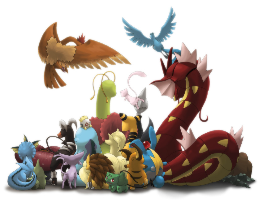 alternate_color ampharos articuno azumarill bulbasaur ditb dugtrio espeon fearow from_behind gen_1_pokemon gen_2_pokemon gyarados houndoom larvitar legendary_pokemon looking_back meganium mew_(pokemon) mythical_pokemon ninetales nintendo no_humans pokemon pokemon_(creature) quagsire raichu sandslash shiny_pokemon simple_background skarmory tail togepi vaporeon vileplume