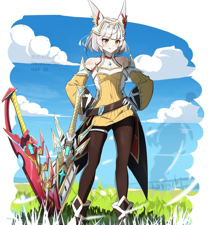 1girl absurdres aegis_sword_(xenoblade) animal_ears cat_ears cat_girl highres kanuici336 nia_(xenoblade) sword weapon xenoblade_chronicles_(series) xenoblade_chronicles_2 xenoblade_chronicles_3