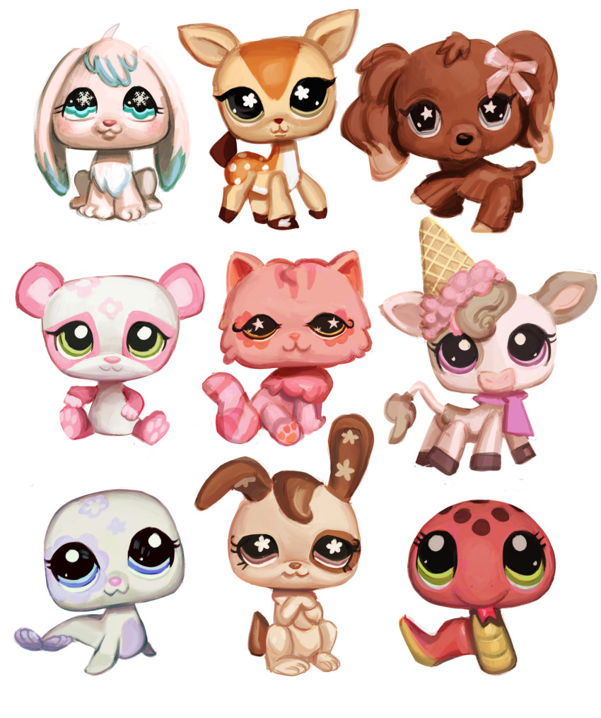 :3 animal animal_focus art_study blue_eyes brown_eyes brown_fur cat commentary cow deer dog english_cocker_spaniel english_commentary figure-referenced flandrepudding fluffy food green_eyes highres ice_cream ice_cream_cone littlest_pet_shop lop_rabbit lps_bear_1662 lps_cat_891 lps_cow_1351 lps_deer_634 lps_rabbit_685 lps_rabbit_737 lps_seal_2523 lps_snake_2294 lps_spaniel_960 no_humans official_style panda persian_cat photo-referenced photorealistic pink_fur pink_ribbon purple_eyes purple_scarf rabbit realistic ribbon scarf seal_(animal) simple_background sitting snake still_life tongue tongue_out toy white_background white_fur