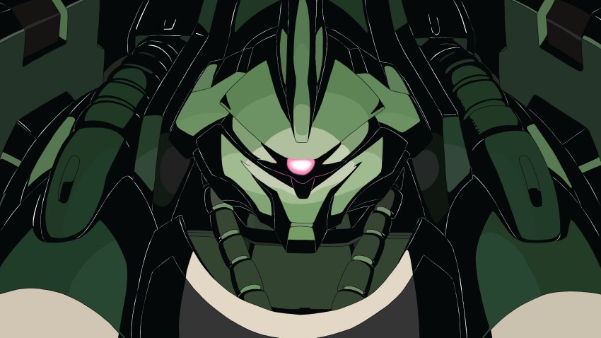 absurdres cable commentary_request gundam gundam_unicorn highres kshatriya looking_at_viewer machinery mecha mecha_focus mobile_suit natesuke neo_zeon no_humans one-eyed robot science_fiction upper_body
