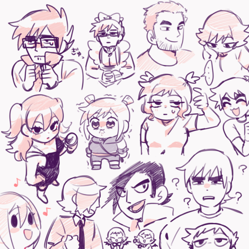 ... 6+boys 6+girls :3 ? ^_^ ahoge alternate_costume beard blush borrowed_hairstyle breasts cleavage closed_eyes commentary_request crossdressing crossdressing_(mtf) demon_girl demon_hipster_chicks double_bun dress enmaided envy_adams everyone facial_hair gideon_graves glasses hair_bun jersey_maid jitome kim_pine knives_chau long_hair looking_at_another looking_at_viewer looking_down looking_up lucas_lee maid male_maid mameo_(mameo6416) matthew_patel monochrome multiple_boys multiple_girls multiple_views open_mouth parody poptepipic ramona_flowers roxie_richter scott_pilgrim scott_pilgrim_(series) scott_pilgrim_takes_off short_hair simple_background size_difference sketch smile solid_circle_eyes style_parody todd_ingram two_side_up unconventional_maid very_long_hair wallace_wells white_background