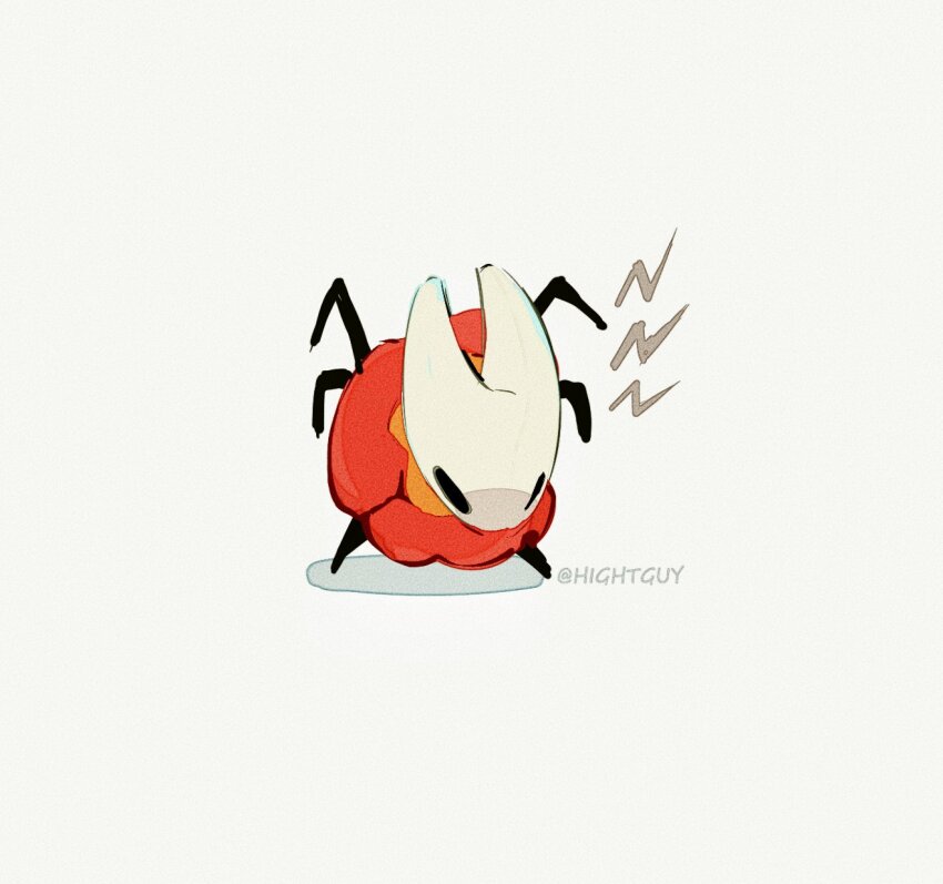 1girl artist_name bug cloak commentary hashtag-only_commentary highres hightguy hollow_knight hornet_(hollow_knight) horns red_cloak shadow shout_lines solo spider standing white_background