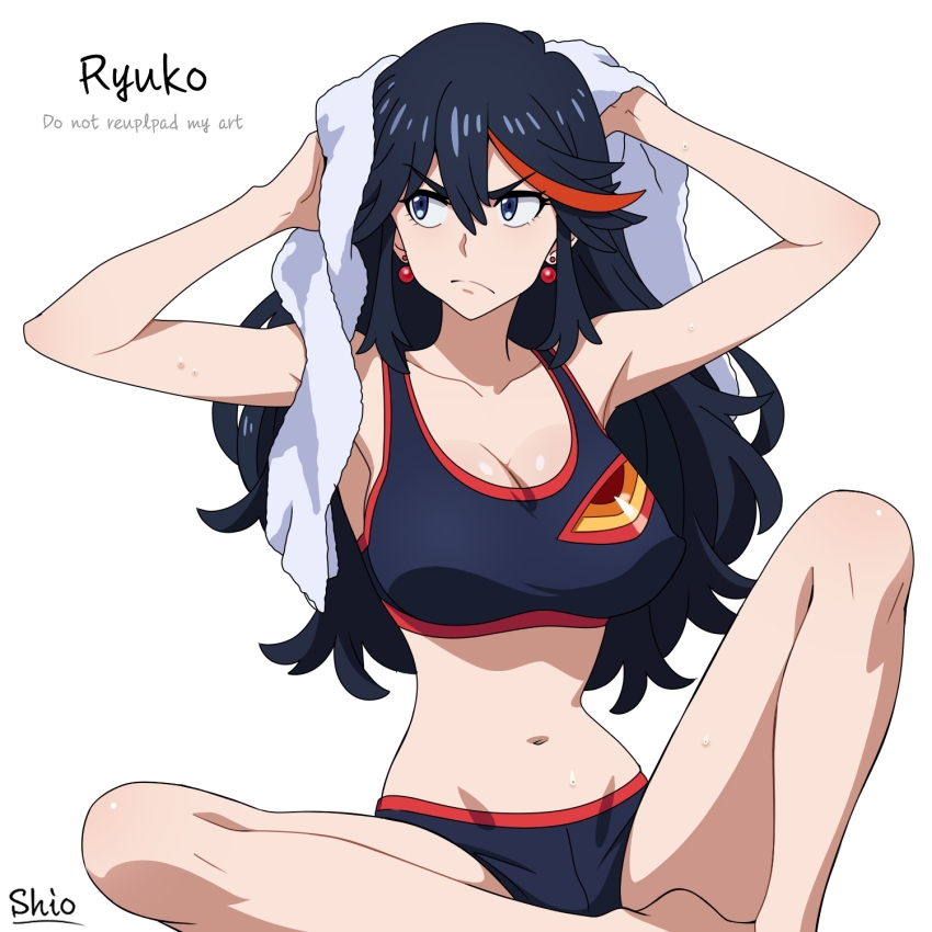 1girl breasts cleavage highres kill_la_kill large_breasts matoi_ryuuko navel shiosatou999 tagme