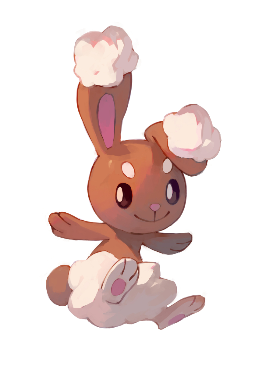 absurdres animal_focus bluekomadori bright_pupils buneary closed_mouth full_body gen_4_pokemon highres nintendo no_humans outstretched_arms pokemon pokemon_(creature) rabbit simple_background solo spread_arms upper_body white_background white_pupils