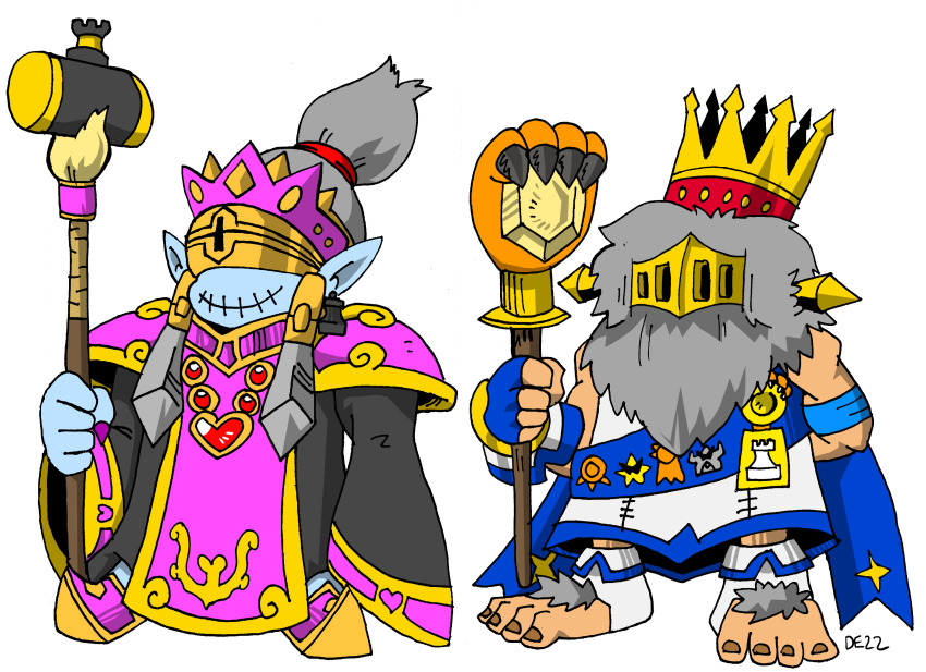 armor babamon digimon digimon_(creature) fusion heart highres jijimon kingchessmon original queenchessmon smile staff