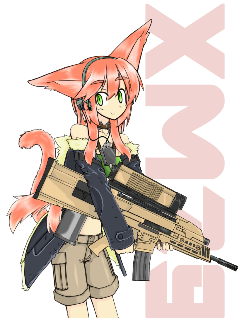 1girl airburst_grenade_launcher alliant_techsystems animal_ears assault_rifle bullpup carbine cat_ears computerized_scope contraves_brashear_systems german_flag grenade_launcher gun headphones heckler_&amp;_koch highres hud_mount jacket l-3_communications_corporation l3_technologies meijou_inurou microphone military military_program military_uniform modular_weapon_system multi-weapon multiple-barrel_gun night-vision_device objective_individual_combat_weapon_(military_program) objective_infantry_combat_weapon_(military_program) original precision-guided_firearm prototype_design red_faction_2 rifle scope selectable_assault_battle_rifle_(military_program) semi-automatic_grenade_launcher short-barreled_rifle shorts sight_(weapon) smart_scope smile solo tail telescopic_sight theodora_(theodore) thermal_weapon_sight third-party_edit transforming_weapon under-barrel_configuration underbarrel_assault_rifle underbarrel_rifle weapon xm104_(smart_scope) xm29_oicw