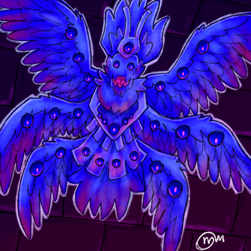 1other flying full_body guardian_(zelda) highres looking_at_viewer nintendo no_humans the_legend_of_zelda thunderbird_(zelda) wings zelda_ii:_the_adventure_of_link