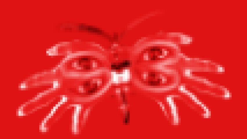 1girl blood censored guro hand_wings highres joyfull_(terrace) monochrome mosaic_censoring muisiki_rekuiemu no_humans red_background red_theme simple_background touhou urban_legend_in_limbo what