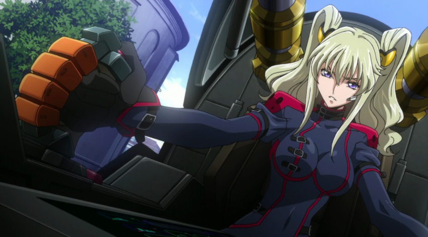 1girl blonde_hair blue_eyes code_geass code_geass:_boukoku_no_akito leila_malcal skinsuit solo tight_clothes