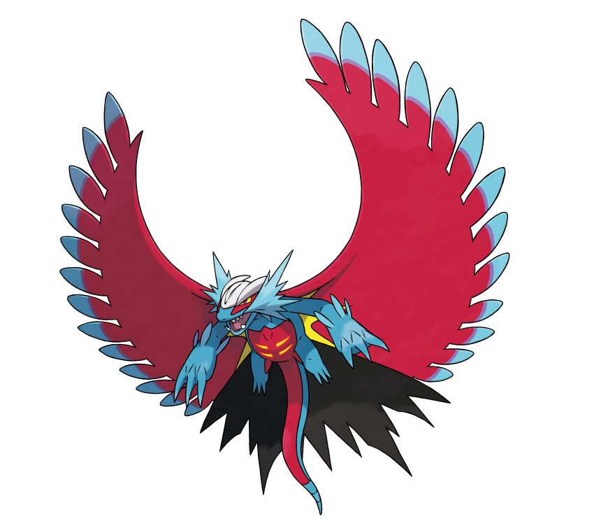absurdres animal_focus artist_request claws colored_sclera dragon fangs full_body highres nintendo no_humans official_art open_mouth outline pokemon pokemon_(creature) pokemon_focus pokemon_sv red_eyes roaring_moon sharp_teeth solo teeth third-party_source transparent_background v-shaped_eyes white_outline yellow_sclera