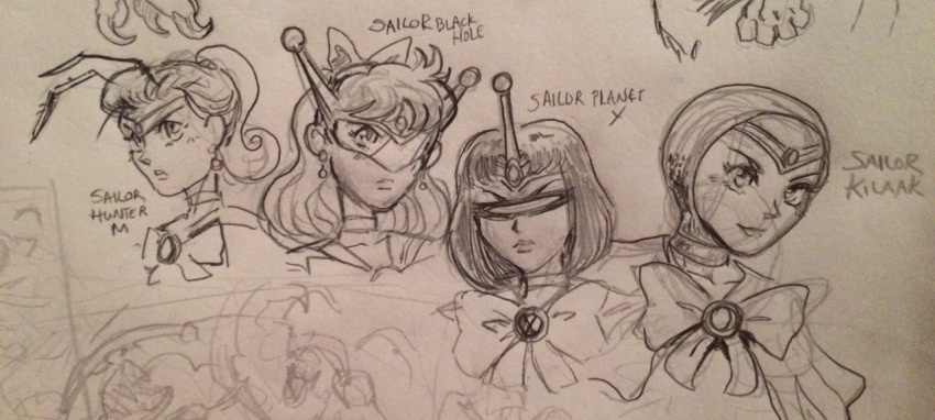 4girls alien bishoujo_senshi_sailor_moon black_hair black_hole_planet_3_alien breasts bug crossover cyborg destroy_all_monsters godzilla_(series) godzilla_vs._gigan godzilla_vs._mechagodzilla godzilla_vs._monster_zero gorilla kilaak kilaak_queen looking_at_viewer m_space_hunter_nebula_alien matt_frank monster_girl multiple_girls parody short_hair sketch terror_of_mechagodzilla toho xilien